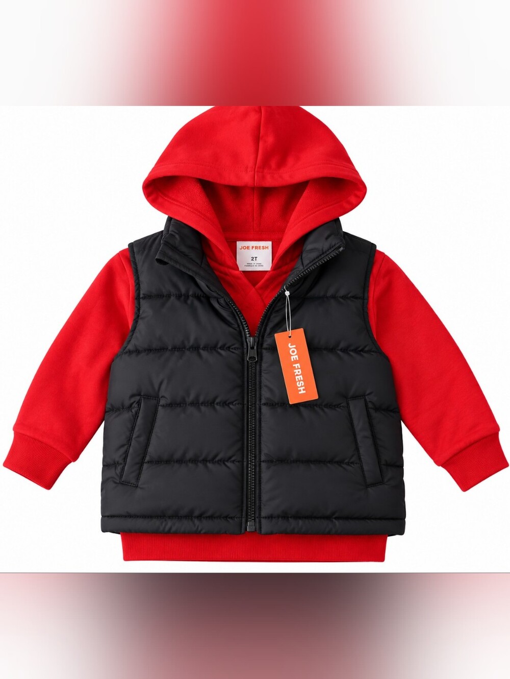 NWT Joe Fresh Toddler Red Hoodie 2T Cozy Pullover Sweatshirt